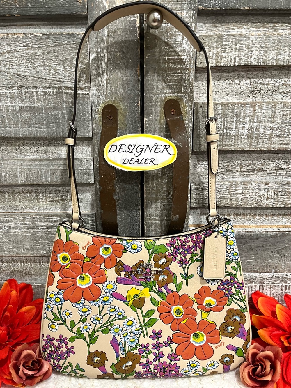 COACH Penelope Leather Shoulder Bag With Floral Print CR162